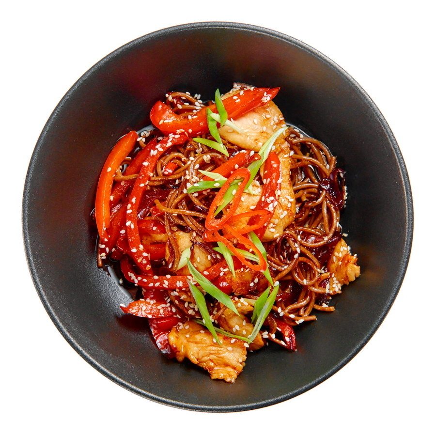 Соба с цыплёнком терияки